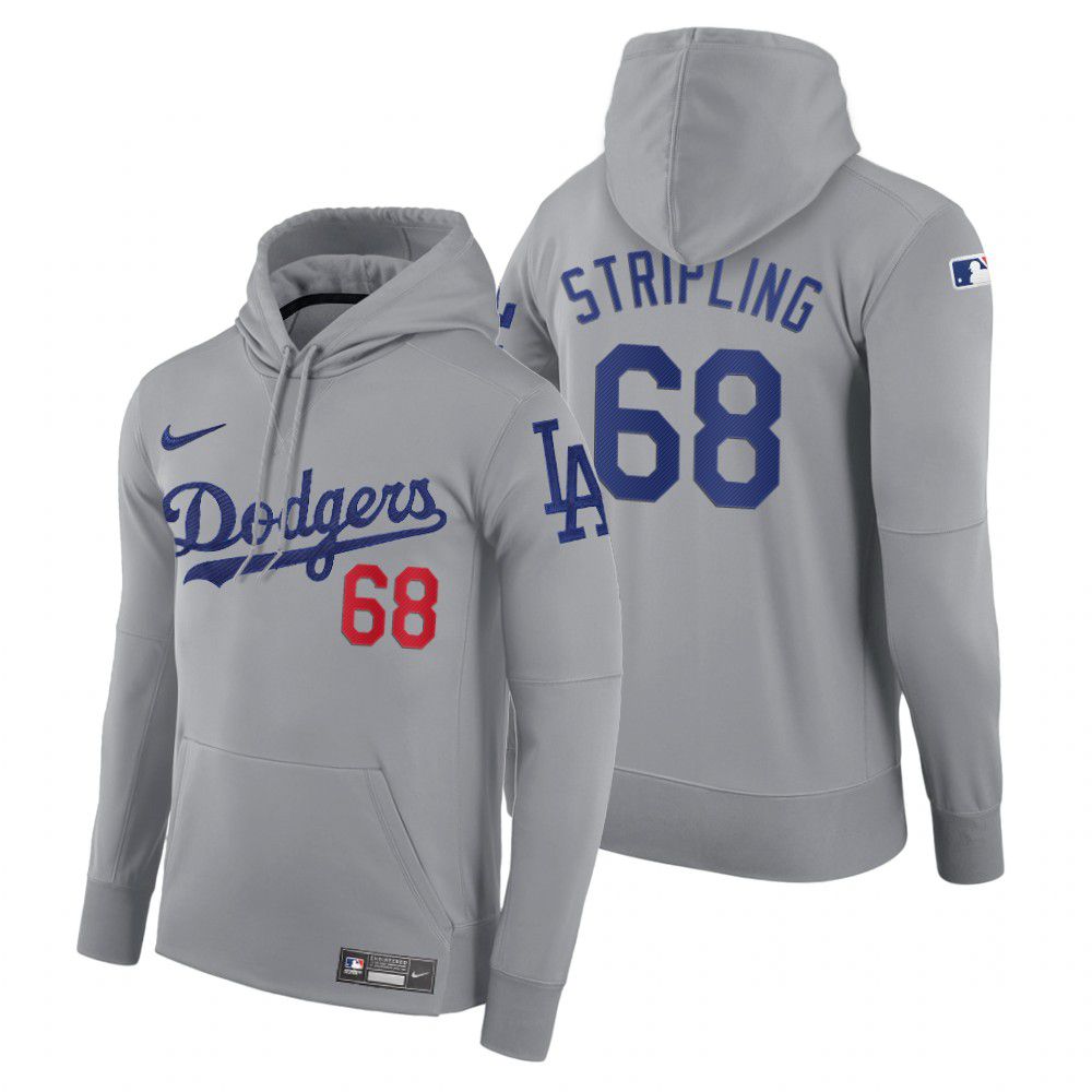 Men Los Angeles Dodgers #68 Stripling gray road hoodie 2021 MLB Nike Jerseys